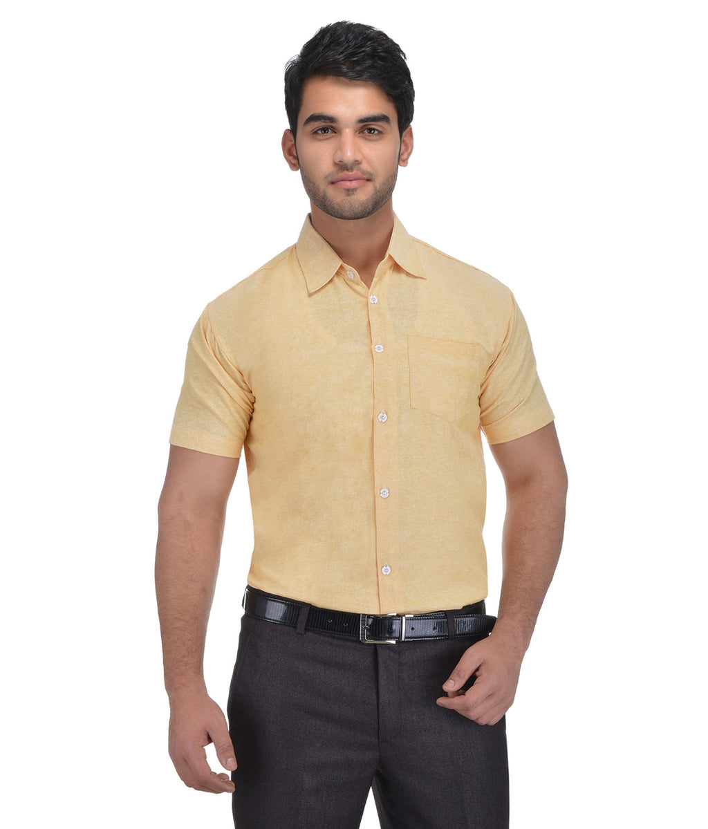 RIAG Beige Men's Half Sleeves Solid Shirt | Grocsy