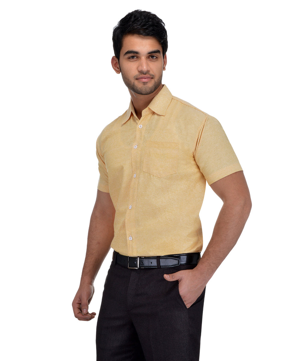 RIAG Beige Men's Half Sleeves Solid Shirt | Grocsy