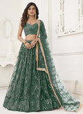 Vegaa Fashion Green Butterfly Net Embroidery Sequins Designer Lehenga | Grocsy