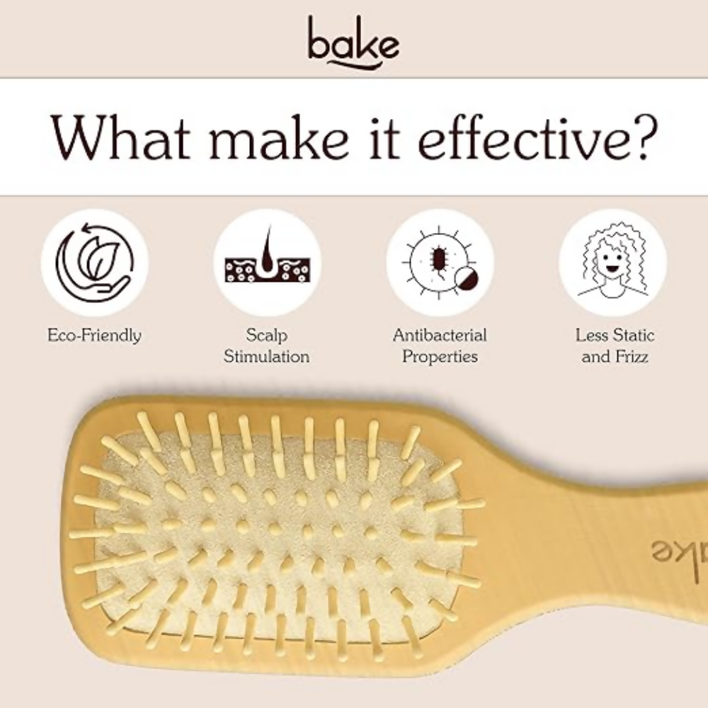 Bake Bamboo Buddy Wooden Hair Brush For Promotes Hair Growth | Grocsy