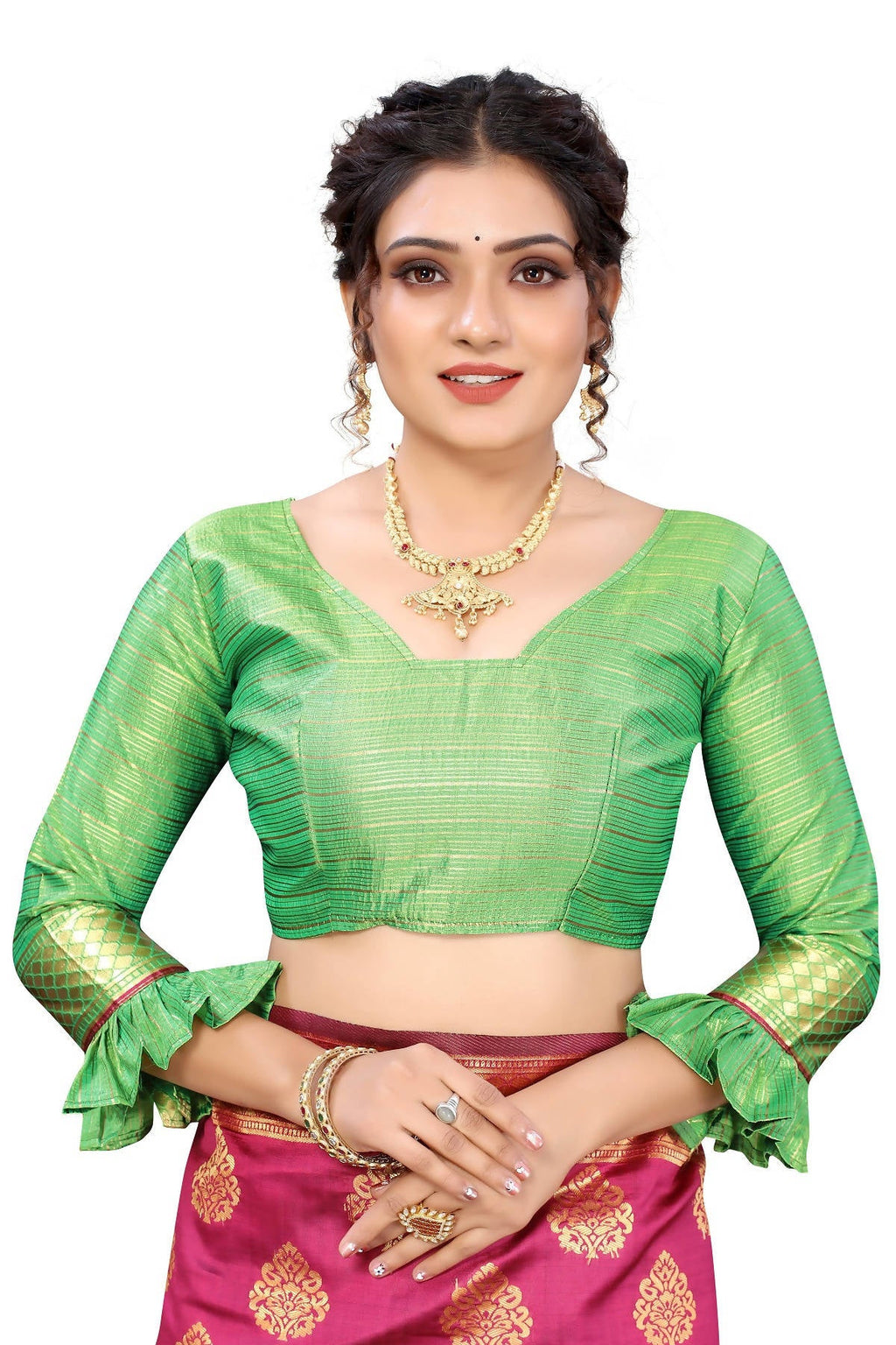 Vamika Ethnic Fire Pink Weaving Banarasi Jacquard Saree | Grocsy