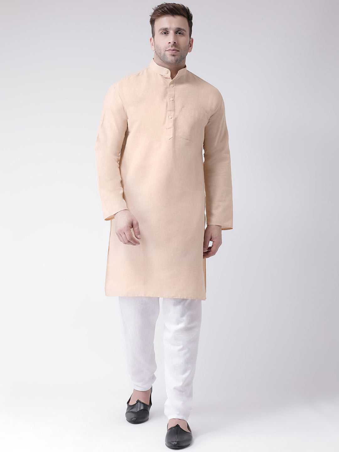 RIAG Beige Men's Ethnic Long Kurta And Pyjama Set | Grocsy