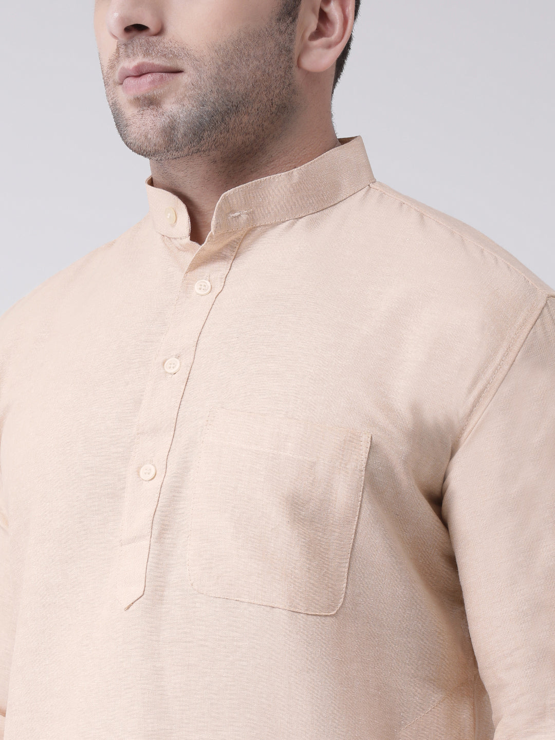 RIAG Men's Beige Cotton Long Ethnic Kurta | Grocsy
