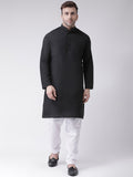 RIAG Men's Black Cotton Long Ethnic Kurta | Grocsy