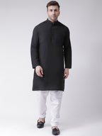RIAG Men's Black Cotton Long Ethnic Kurta | Grocsy