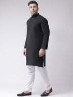 RIAG Men's Black Cotton Long Ethnic Kurta | Grocsy