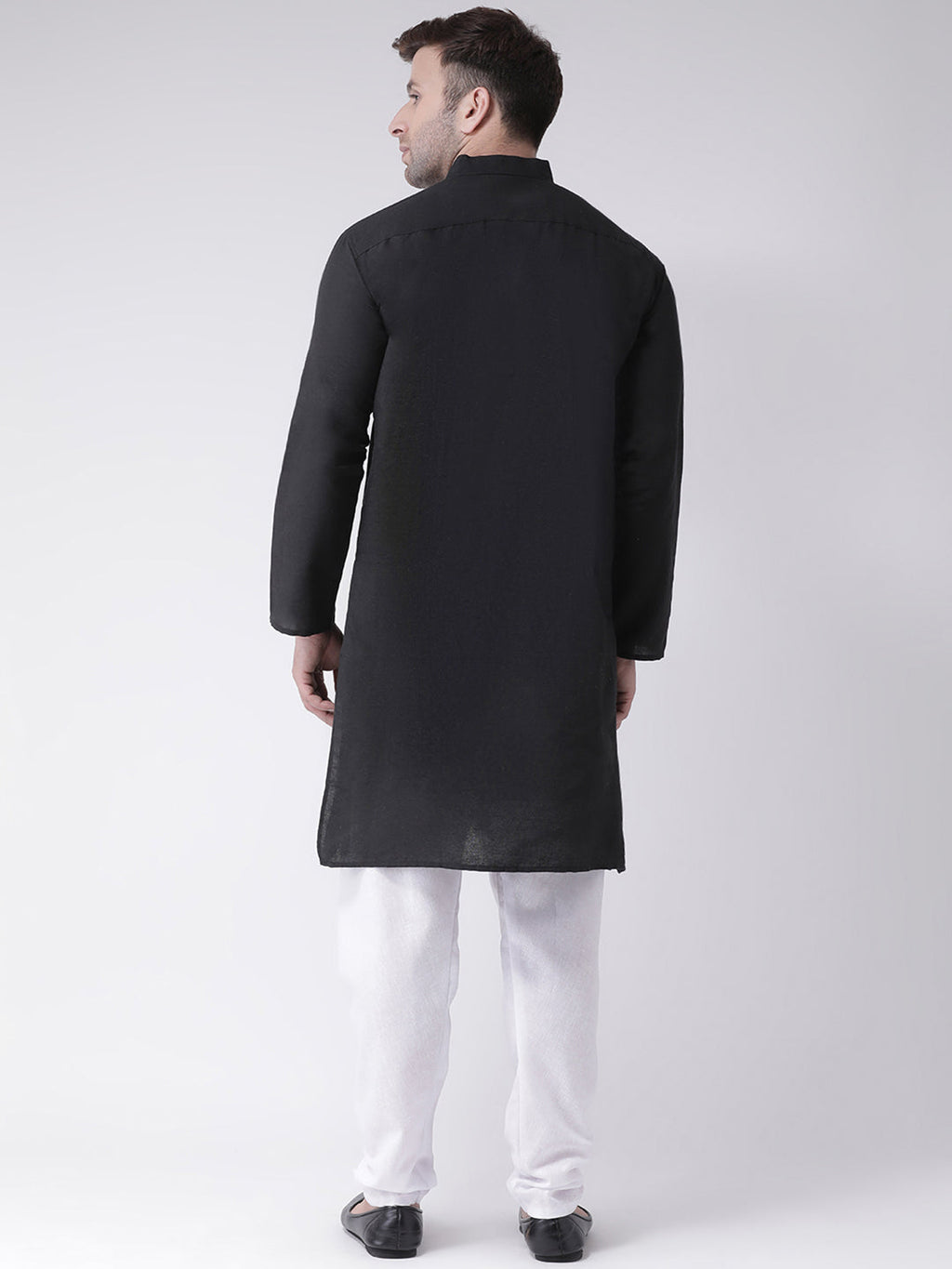 RIAG Men's Black Cotton Long Ethnic Kurta | Grocsy