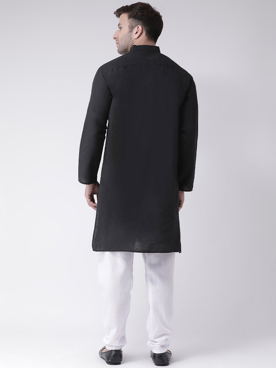 RIAG Men's Black Cotton Long Ethnic Kurta | Grocsy