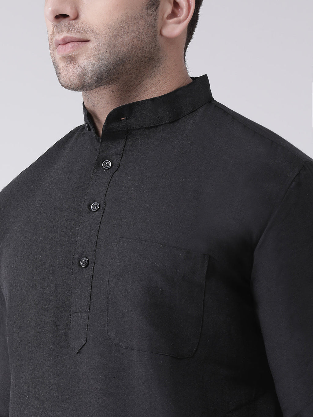 RIAG Men's Black Cotton Long Ethnic Kurta | Grocsy