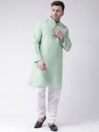 RIAG Men's Green Cotton Long Ethnic Kurta | Grocsy