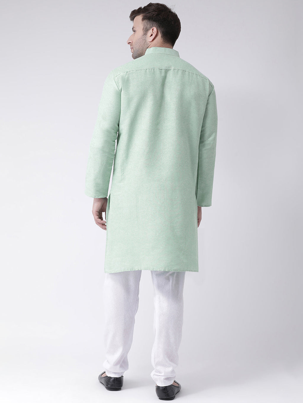 RIAG Men's Green Cotton Long Ethnic Kurta | Grocsy