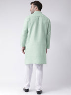 RIAG Men's Green Cotton Long Ethnic Kurta | Grocsy