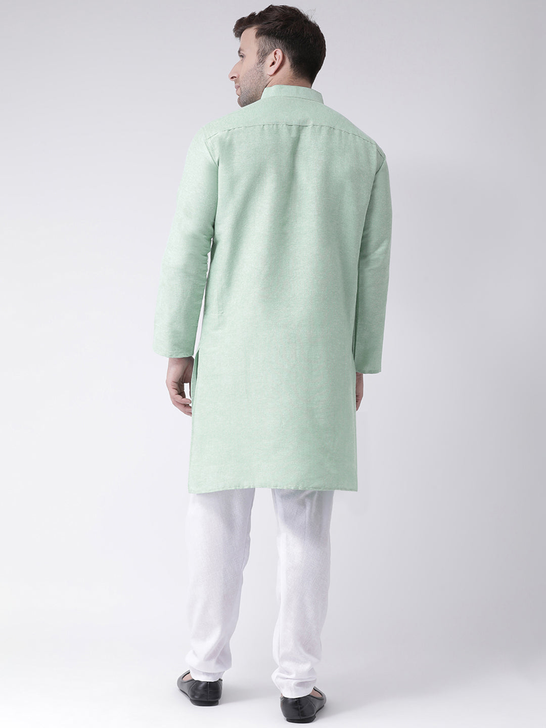 RIAG Men's Green Cotton Long Ethnic Kurta | Grocsy