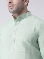 RIAG Men's Green Cotton Long Ethnic Kurta | Grocsy