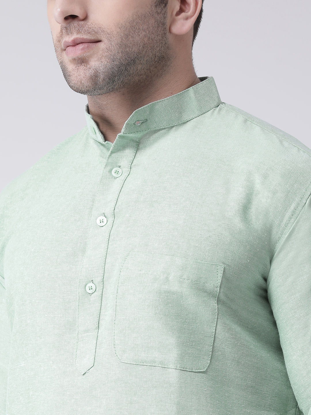 RIAG Men's Green Cotton Long Ethnic Kurta | Grocsy