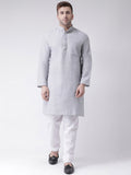 RIAG Men's Grey Cotton Long Ethnic Kurta | Grocsy