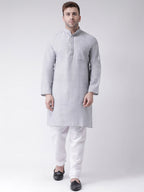 RIAG Men's Grey Cotton Long Ethnic Kurta | Grocsy