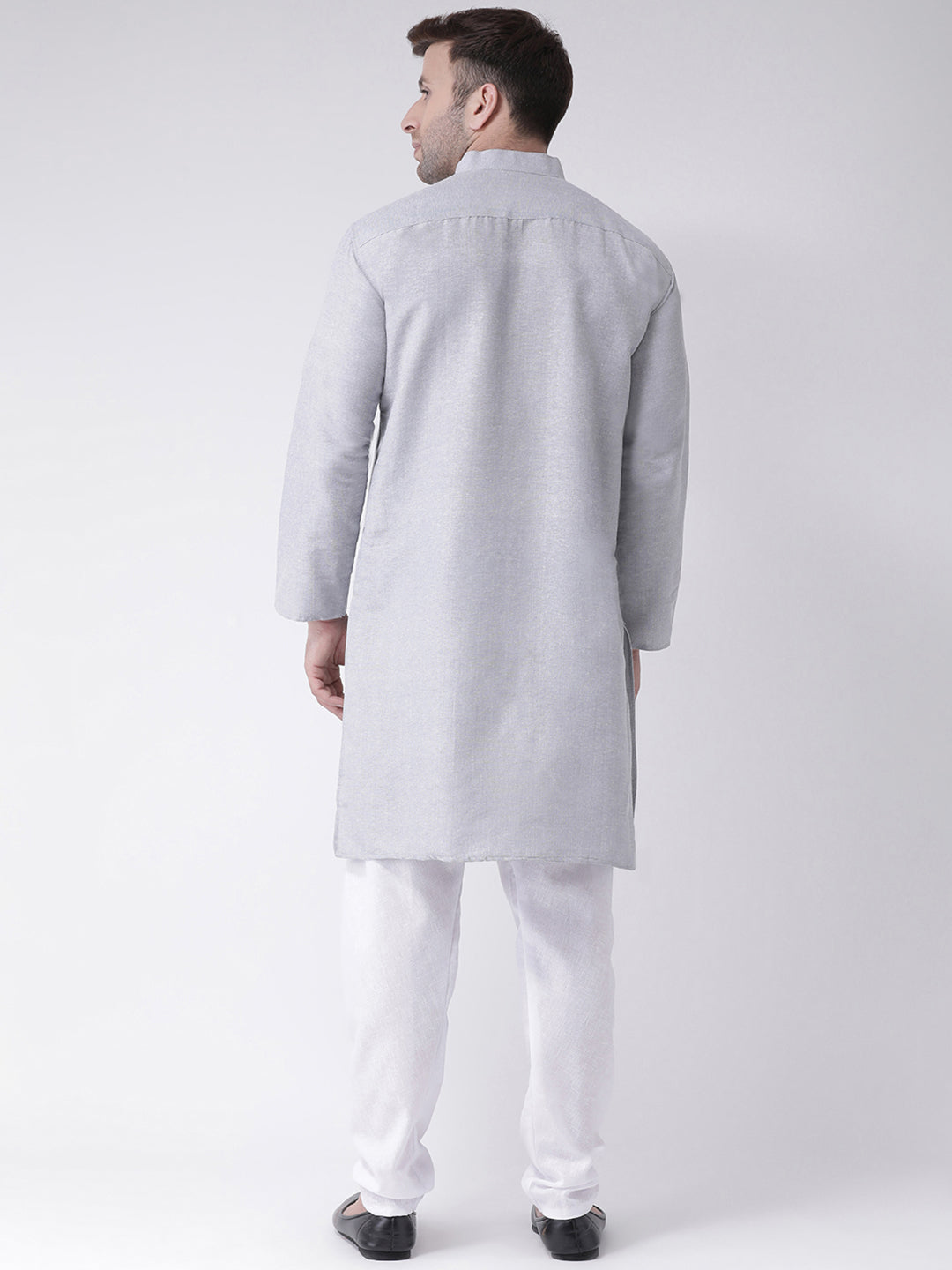 RIAG Men's Grey Cotton Long Ethnic Kurta | Grocsy