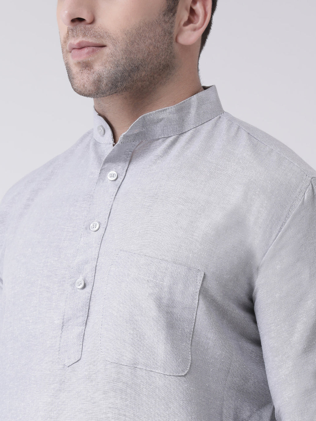 RIAG Men's Grey Cotton Long Ethnic Kurta | Grocsy