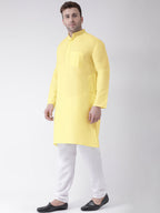 RIAG Men's Yellow Cotton Long Ethnic Kurta | Grocsy