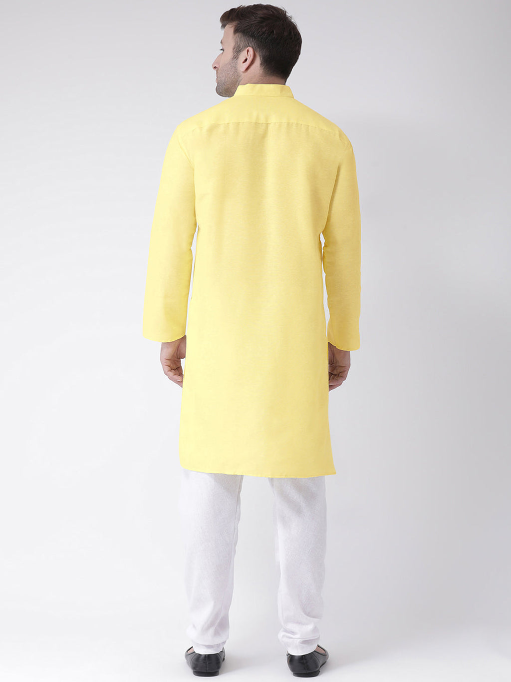 RIAG Men's Yellow Cotton Long Ethnic Kurta | Grocsy