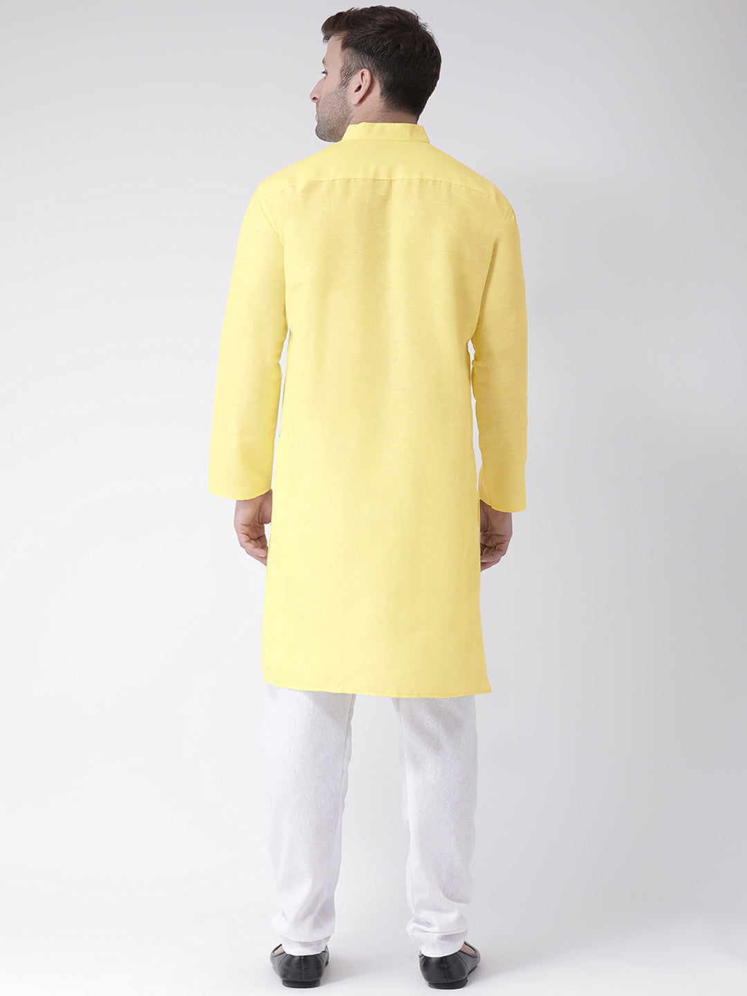 RIAG Men's Yellow Cotton Long Ethnic Kurta | Grocsy
