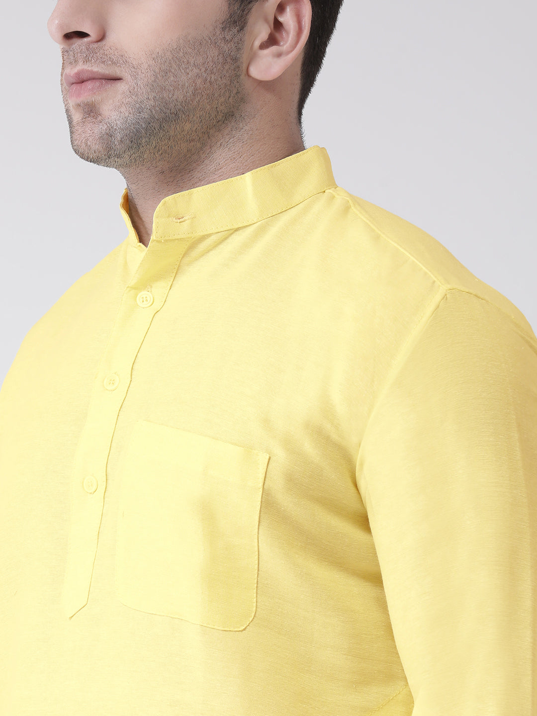 RIAG Men's Yellow Cotton Long Ethnic Kurta | Grocsy