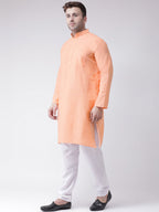 RIAG Men's Orange Cotton Long Ethnic Kurta | Grocsy