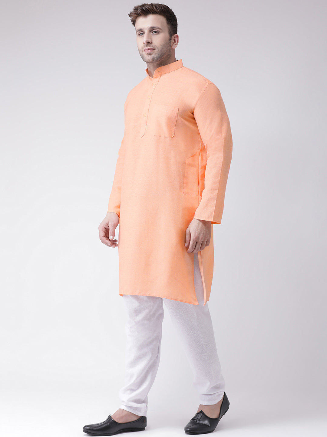 RIAG Orange Men's Ethnic Long Kurta And Pyjama Set | Grocsy