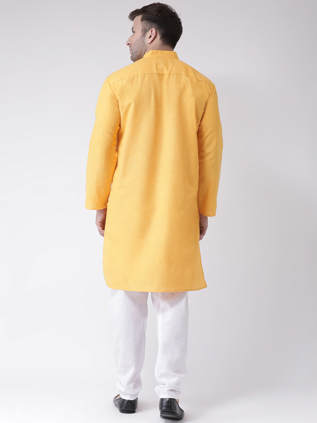 RIAG Men's Yellow Cotton Long Ethnic Kurta | Grocsy