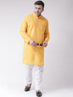 RIAG Men's Yellow Cotton Long Ethnic Kurta | Grocsy