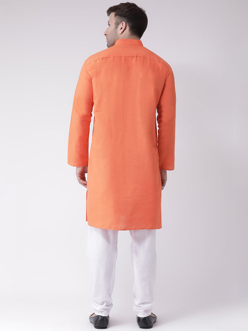 RIAG Men's Orange Cotton Long Ethnic Kurta | Grocsy