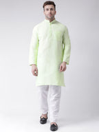 RIAG Men's Green Cotton Long Ethnic Kurta | Grocsy