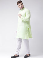 RIAG Men's Green Cotton Long Ethnic Kurta | Grocsy
