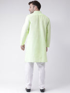 RIAG Men's Green Cotton Long Ethnic Kurta | Grocsy
