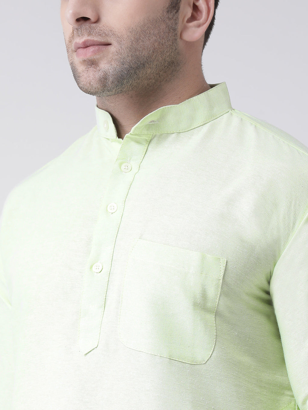 RIAG Men's Green Cotton Long Ethnic Kurta | Grocsy