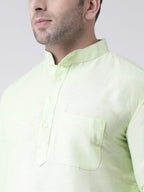 RIAG Men's Green Cotton Long Ethnic Kurta | Grocsy