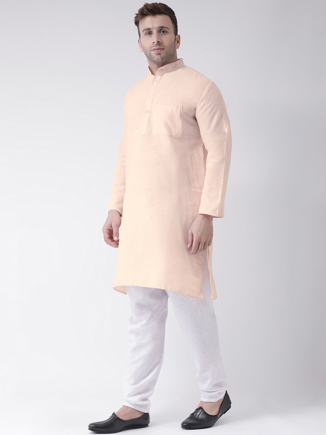 RIAG Men's Beige Cotton Long Ethnic Kurta | Grocsy