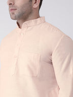 RIAG Men's Beige Cotton Long Ethnic Kurta | Grocsy