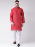 RIAG Men's Red Cotton Long Ethnic Kurta | Grocsy
