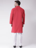 RIAG Men's Red Cotton Long Ethnic Kurta | Grocsy
