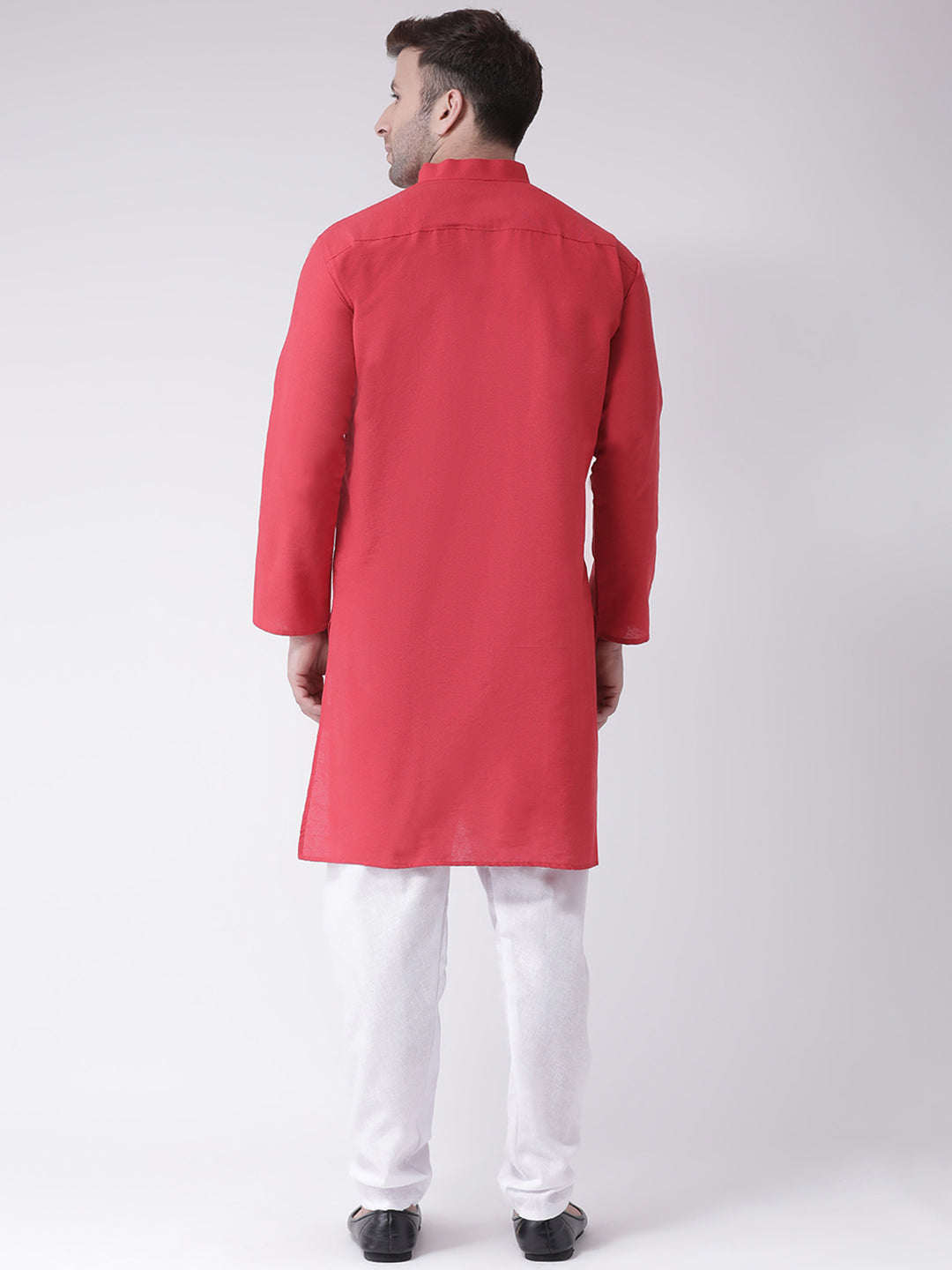 RIAG Men's Red Cotton Long Ethnic Kurta | Grocsy
