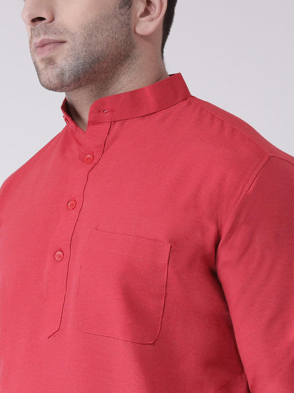 RIAG Men's Red Cotton Long Ethnic Kurta | Grocsy