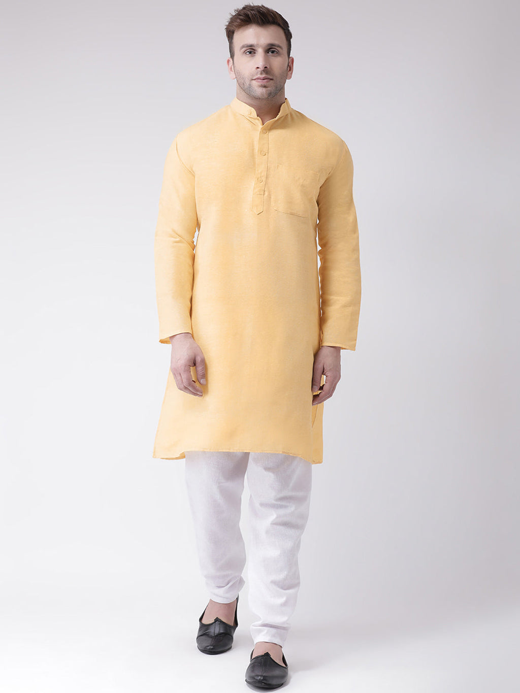 RIAG Men's Beige Cotton Long Ethnic Kurta | Grocsy