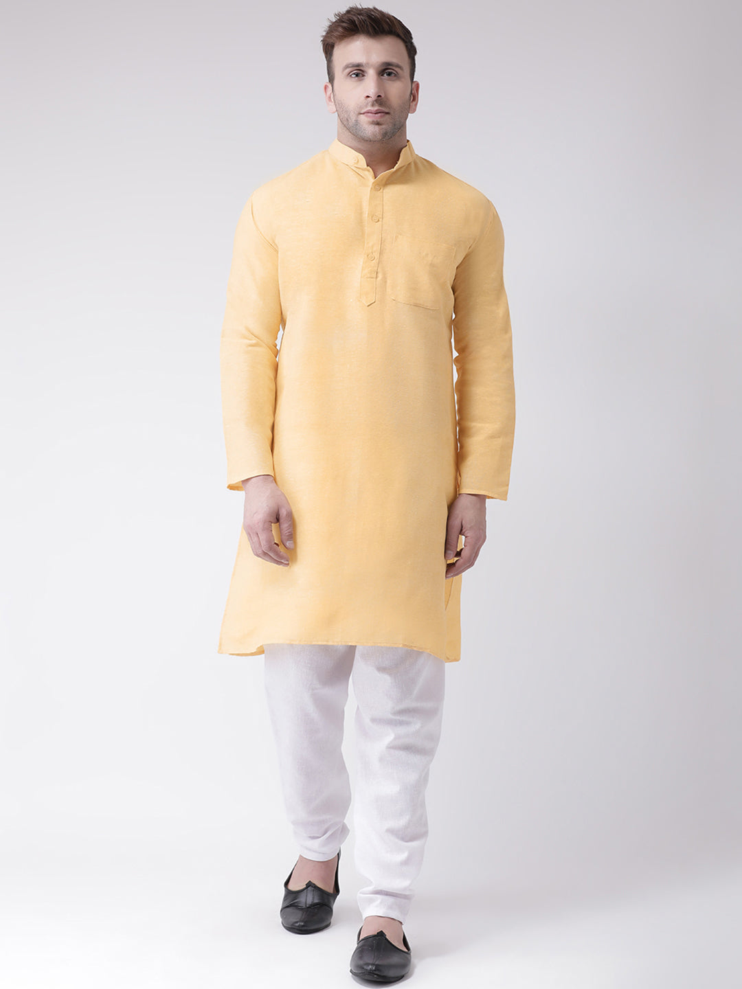RIAG Men's Beige Cotton Long Ethnic Kurta | Grocsy