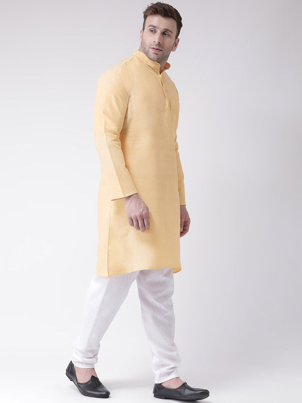 RIAG Men's Beige Cotton Long Ethnic Kurta | Grocsy