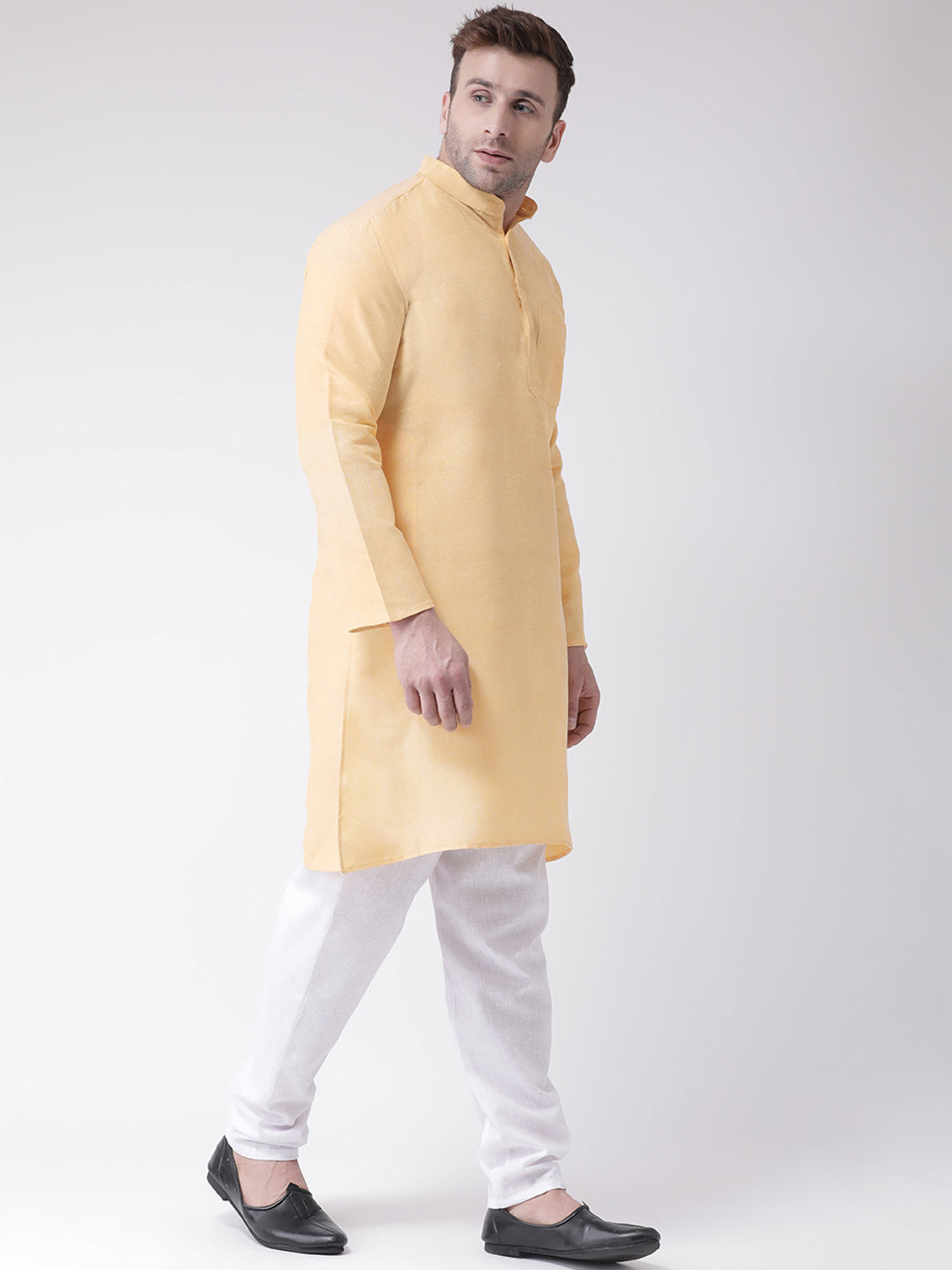 RIAG Men's Beige Cotton Long Ethnic Kurta | Grocsy