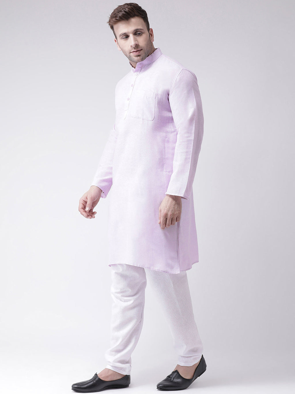 RIAG Men's Purple Cotton Long Ethnic Kurta | Grocsy