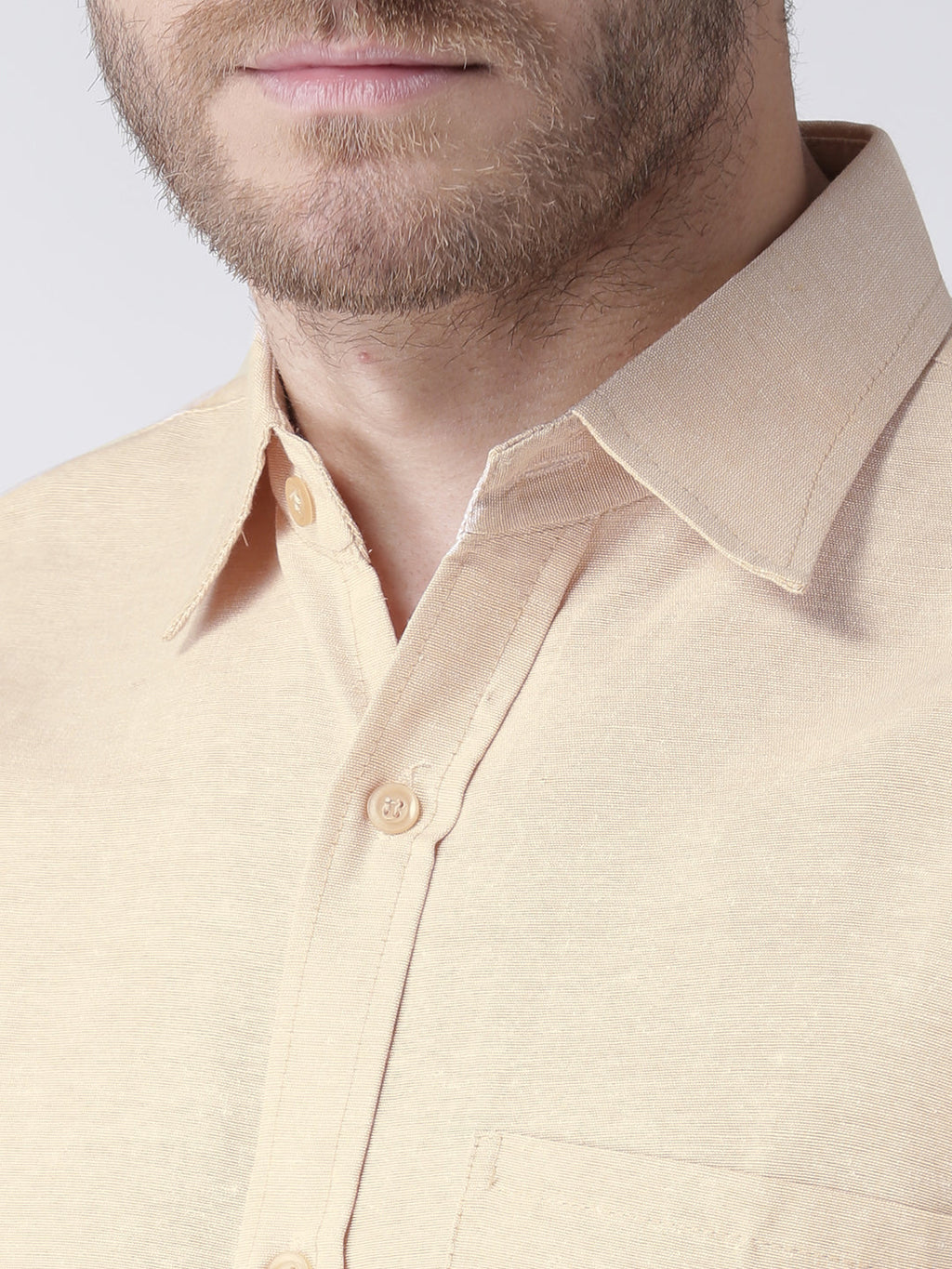 RIAG Beige Men's Half Sleeves Solid Shirt | Grocsy