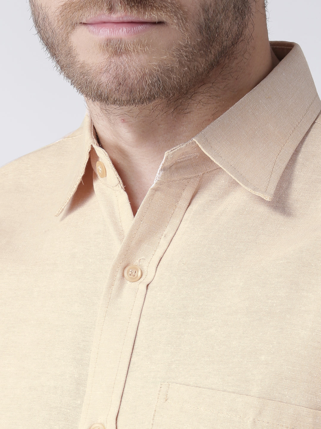 RIAG Beige Men's Half Sleeves Solid Shirt | Grocsy